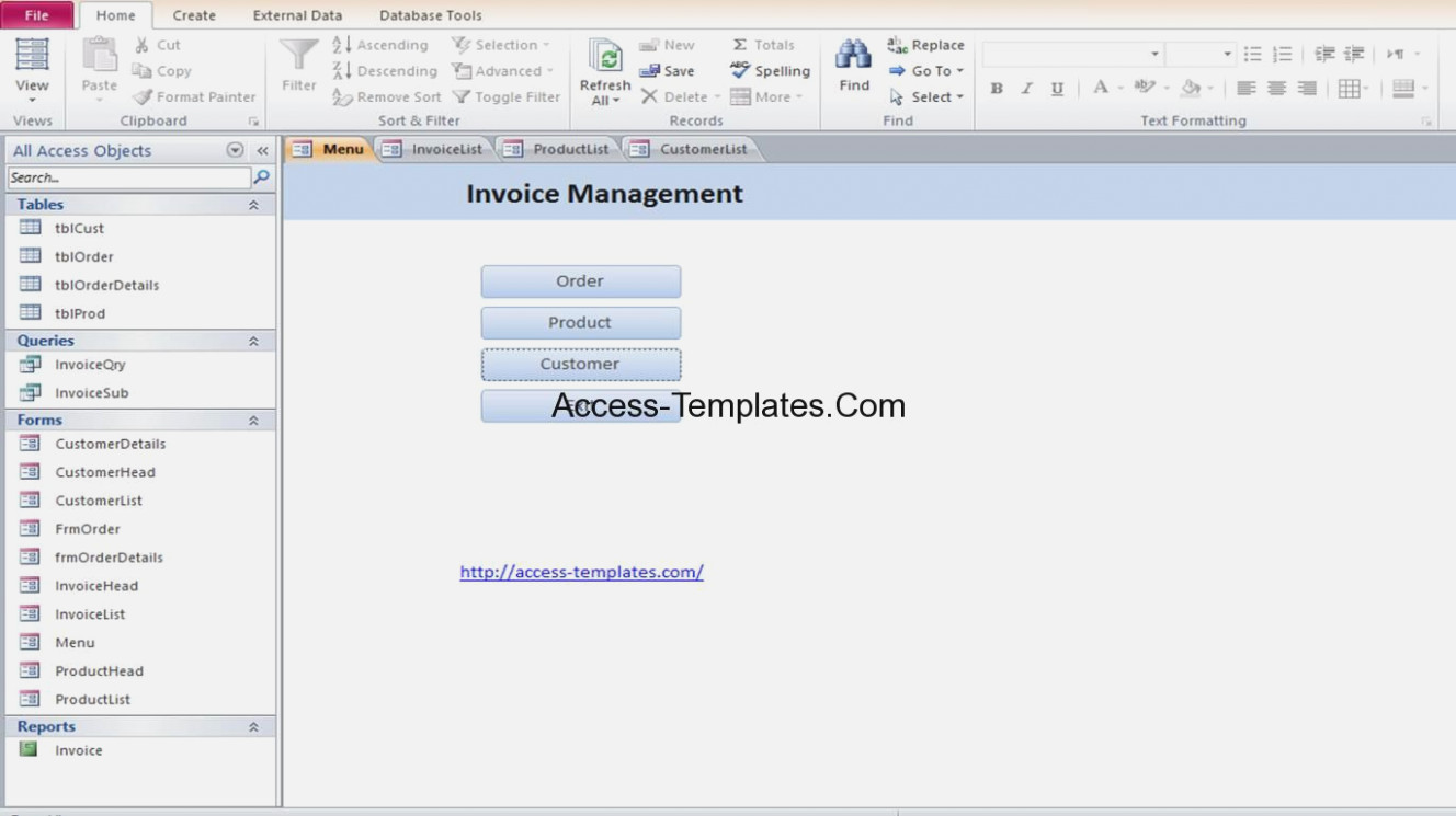access invoice database template